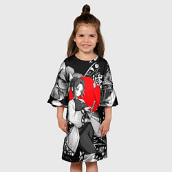 Платье клеш для девочки Шинобу Кочо - бабочка, цвет: 3D-принт — фото 2