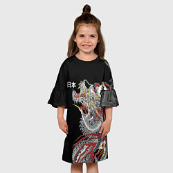 Платье клеш для девочки ЯПОНСКИЙ ДРАКОН ЯПОНИЯ, цвет: 3D-принт — фото 2
