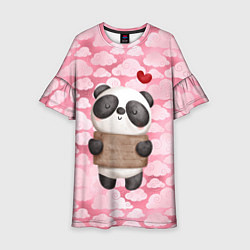 Платье клеш для девочки Панда с сердечком love, цвет: 3D-принт