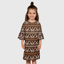 Платье клеш для девочки Жирафы Африка паттерн, цвет: 3D-принт — фото 2