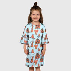 Платье клеш для девочки Обезьянки паттерн, цвет: 3D-принт — фото 2