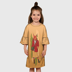 Платье клеш для девочки Белка на стиле, цвет: 3D-принт — фото 2