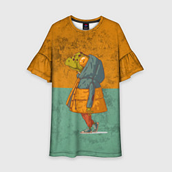 Платье клеш для девочки Лягушка модник Frog, цвет: 3D-принт