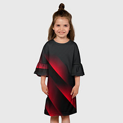 Платье клеш для девочки Red Fade 3D Красный градиент, цвет: 3D-принт — фото 2