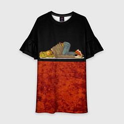 Платье клеш для девочки Ленивая лягушка Lazy Frog, цвет: 3D-принт