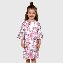 Платье клеш для девочки Весенняя сакура, цвет: 3D-принт — фото 2