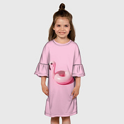 Платье клеш для девочки Flamingos Розовый фламинго, цвет: 3D-принт — фото 2