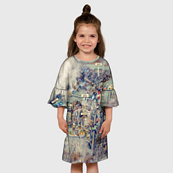 Платье клеш для девочки Fallout - city, цвет: 3D-принт — фото 2