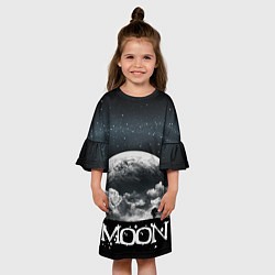Платье клеш для девочки Moon - луна 3d, цвет: 3D-принт — фото 2