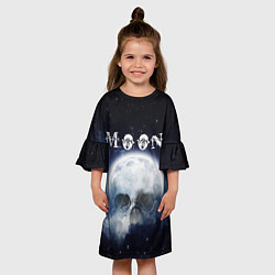 Платье клеш для девочки Moon - череп, цвет: 3D-принт — фото 2