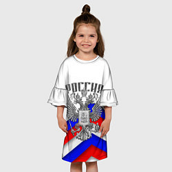 Платье клеш для девочки ГЕРБ РОССИИ КАМЕНЬ БЕЛЫЙ, цвет: 3D-принт — фото 2