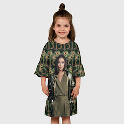 Платье клеш для девочки Знаменитая Ольга Бузова Динозавр, цвет: 3D-принт — фото 2