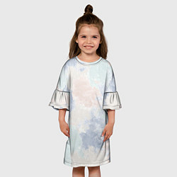 Платье клеш для девочки Акварельная абстракция светлая Штрихи, мазки кисть, цвет: 3D-принт — фото 2