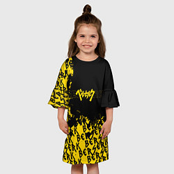 Платье клеш для девочки Берсерк жёлтый арт, цвет: 3D-принт — фото 2