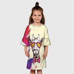 Платье клеш для девочки Жираф хипстер!, цвет: 3D-принт — фото 2