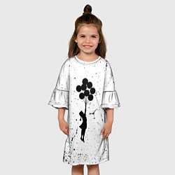 Платье клеш для девочки Banksy - Бэнкси девочка с воздушными шарами, цвет: 3D-принт — фото 2