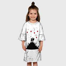 Платье клеш для девочки Banksy мальчик и девочка на горе оружия, цвет: 3D-принт — фото 2