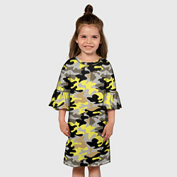 Платье клеш для девочки Желтый, Черный, Серый, Модный камуфляж, цвет: 3D-принт — фото 2