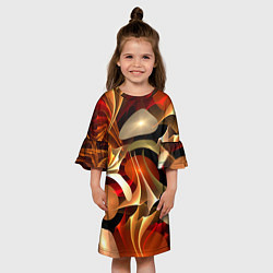 Платье клеш для девочки Абстрактные цифровые спирали, цвет: 3D-принт — фото 2