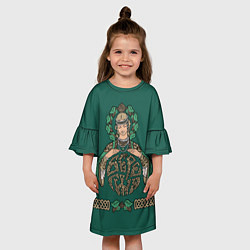 Платье клеш для девочки Древнеславянская богиня Берегиня, цвет: 3D-принт — фото 2
