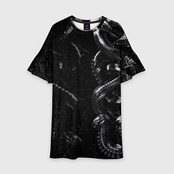 Платье клеш для девочки Змеиный Паттерн Snake Black, цвет: 3D-принт