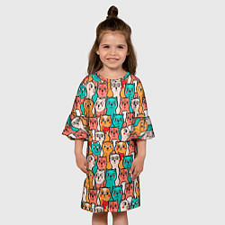 Платье клеш для девочки Милые Разноцветные Котики, цвет: 3D-принт — фото 2