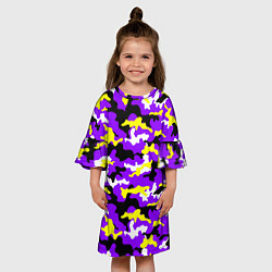 Платье клеш для девочки Камуфляж Фиолетово-Жёлтый, цвет: 3D-принт — фото 2