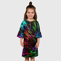 Платье клеш для девочки Neon pattern Vanguard, цвет: 3D-принт — фото 2