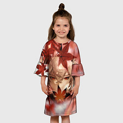 Платье клеш для девочки Кадзуха и кленовые листья, цвет: 3D-принт — фото 2