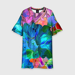 Платье клеш для девочки Красочный цветочный паттерн, цвет: 3D-принт