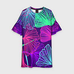 Платье клеш для девочки Neon color pattern Fashion 2023, цвет: 3D-принт