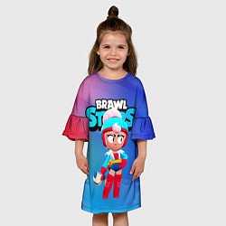 Платье клеш для девочки BrawlStars Janet Джанет, цвет: 3D-принт — фото 2