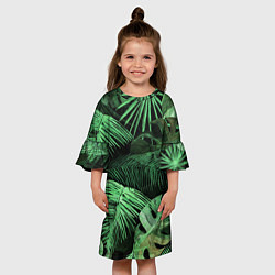 Платье клеш для девочки Цветы Тропические, цвет: 3D-принт — фото 2