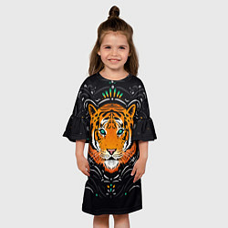 Платье клеш для девочки Взгляд Тигра Eye of Tiger, цвет: 3D-принт — фото 2