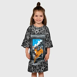 Платье клеш для девочки Олень 3D рисунок, цвет: 3D-принт — фото 2
