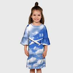 Платье клеш для девочки Самолет Ту-214, цвет: 3D-принт — фото 2