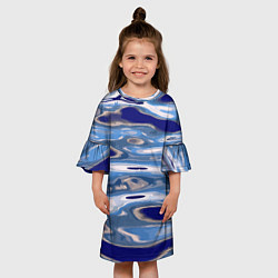 Платье клеш для девочки Волна Тихий океан, цвет: 3D-принт — фото 2