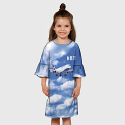 Платье клеш для девочки Самолет Ил 96-300, цвет: 3D-принт — фото 2