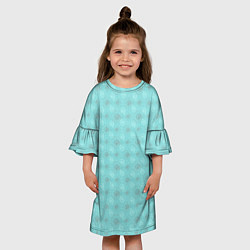 Платье клеш для девочки Морские раковины наутилус на бирюзовом фоне, цвет: 3D-принт — фото 2