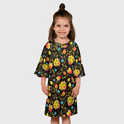 Платье клеш для девочки Мелкая хохлома, цвет: 3D-принт — фото 2