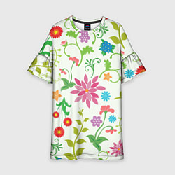 Платье клеш для девочки Поле полевых цветов, цвет: 3D-принт