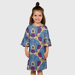 Платье клеш для девочки Цветочные узоры, цвет: 3D-принт — фото 2