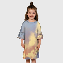 Платье клеш для девочки Облачное небо на закате, цвет: 3D-принт — фото 2
