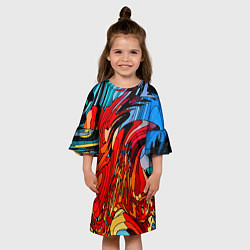 Платье клеш для девочки Abstract color pattern Fashion 2022, цвет: 3D-принт — фото 2