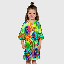 Платье клеш для девочки ЦВЕТНЫЕ ПУЗЫРИ, цвет: 3D-принт — фото 2