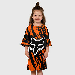 Платье клеш для девочки FOX MOTOCROSS ORANGE, цвет: 3D-принт — фото 2