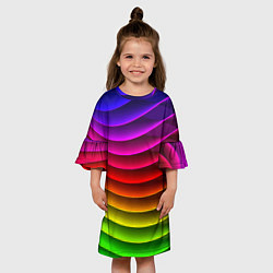 Платье клеш для девочки Color line neon pattern Abstraction Summer 2023, цвет: 3D-принт — фото 2