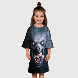 Платье клеш для девочки Оборотень - Волк, цвет: 3D-принт — фото 2