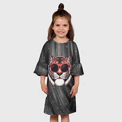 Платье клеш для девочки Модный тигр в очках, цвет: 3D-принт — фото 2