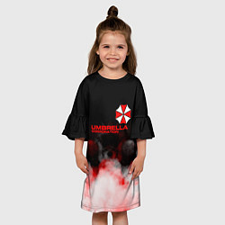 Платье клеш для девочки Umbrella Corporation туман, цвет: 3D-принт — фото 2